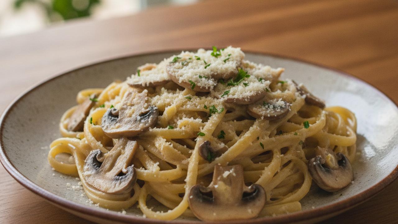 Pâtes crémeuses aux champignons