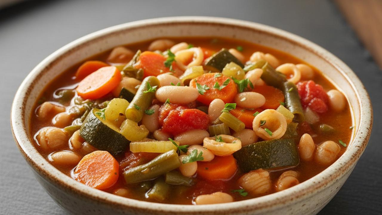Minestrone aux légumes et haricots