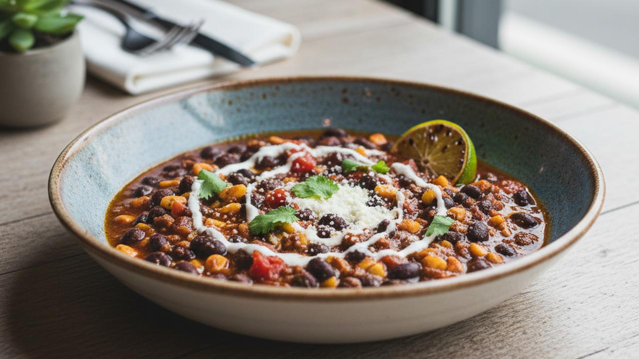 Chili végé aux haricots noirs et maïs