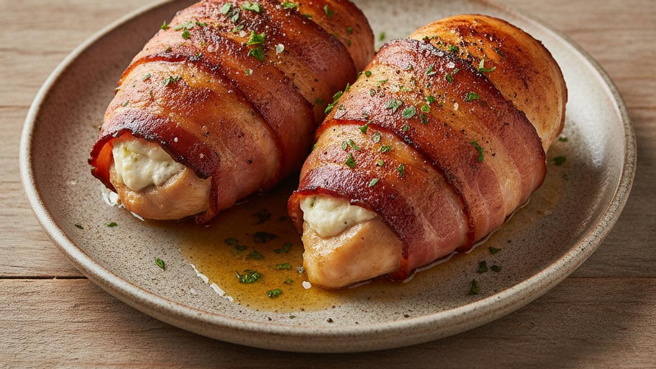 Poitrines de poulet farcies au fromage à la crème et bacon