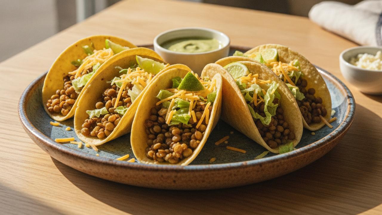 Tacos de lentilles epicees