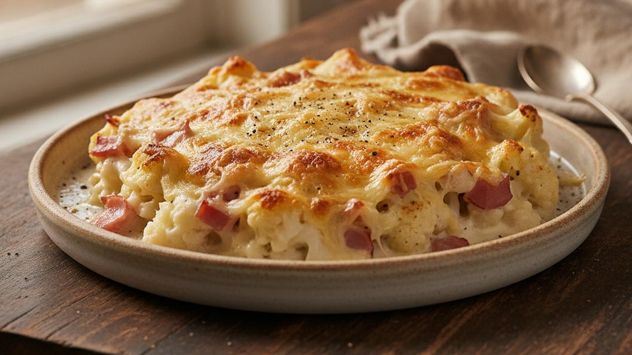 Gratin de jambon, gouda et crème