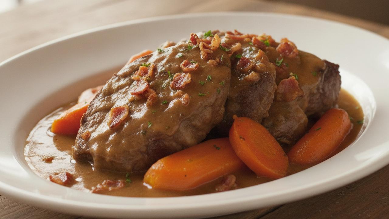 Rôti de palette braisé, sauce onctueuse