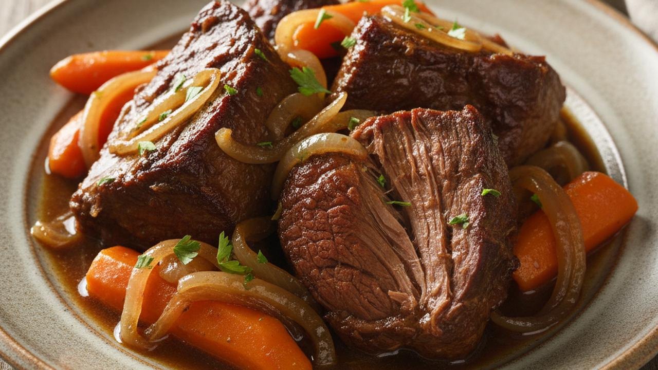 Boeuf braisé de bas de palette aux oignons