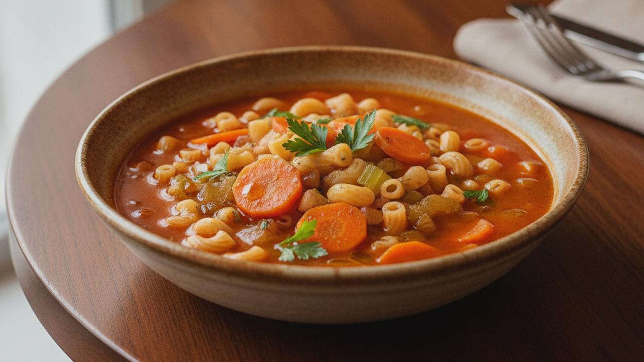 Soupe-repas aux légumes et nouilles