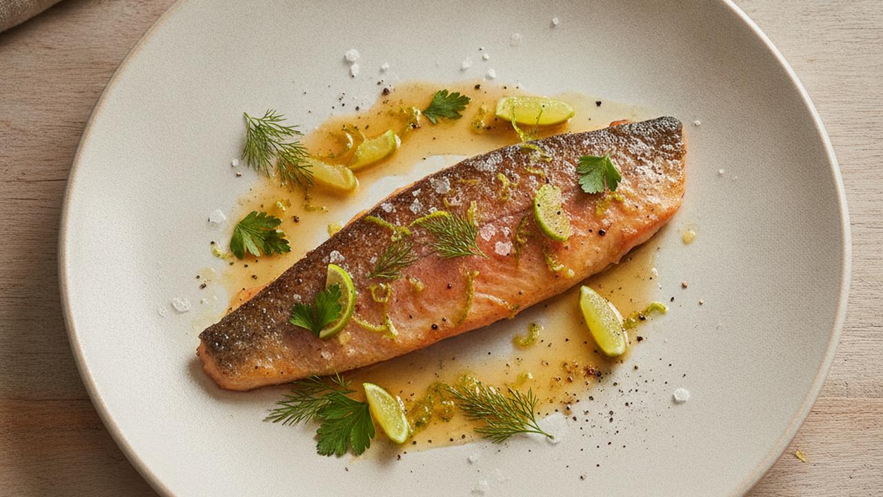 Filet de truite steelhead, vinaigrette et lime