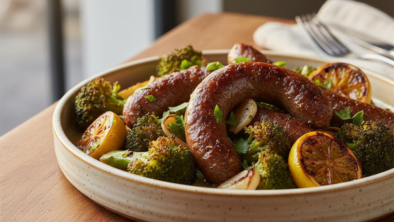 Merguez d'agneau et brocoli rôti