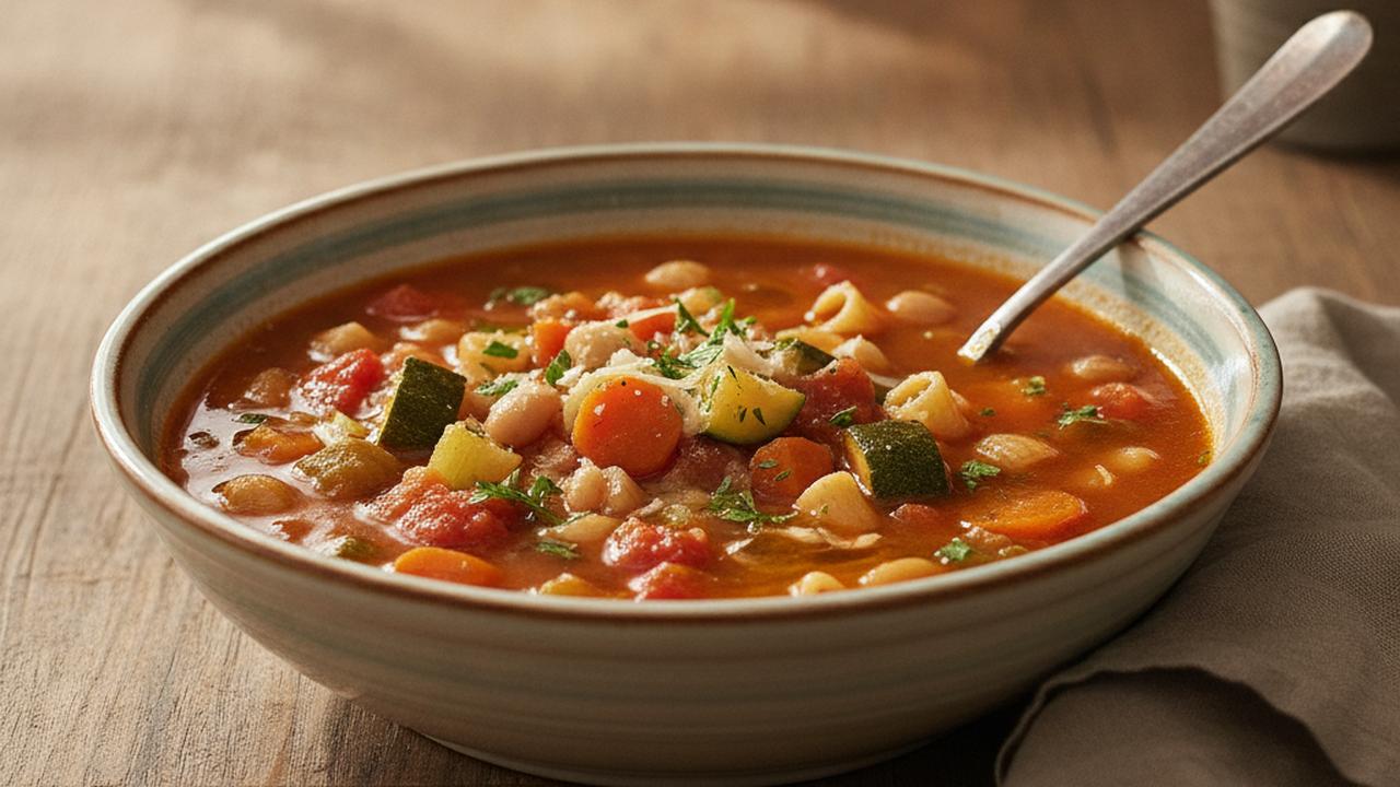 Minestrone aux légumes et pâtes