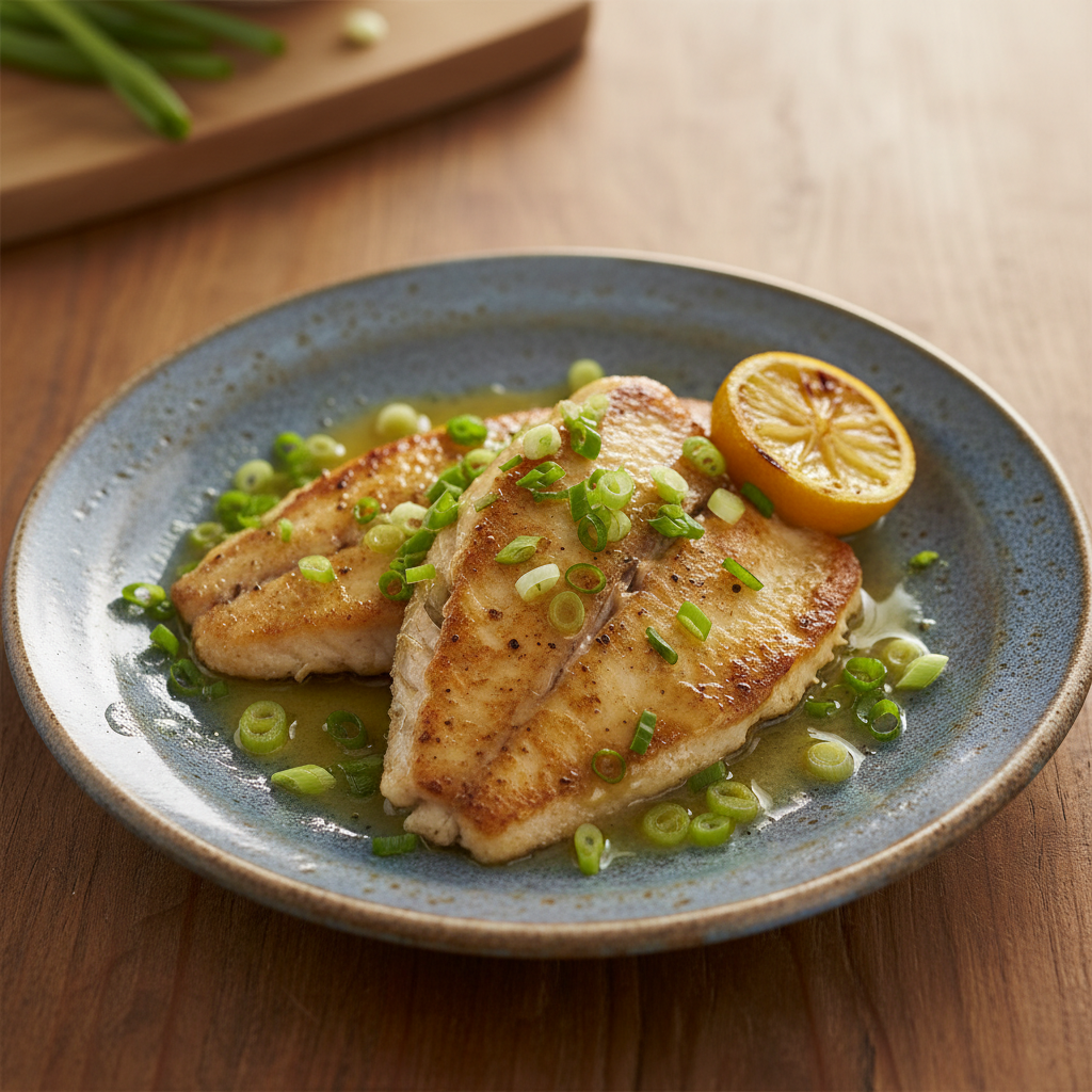 Tilapia poêlé au citron et oignons verts