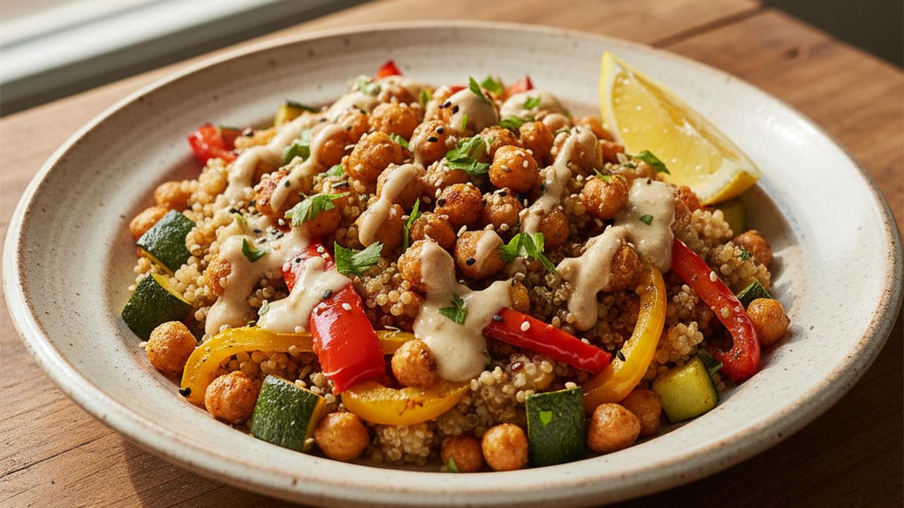 Bol quinoa et legumes rotis
