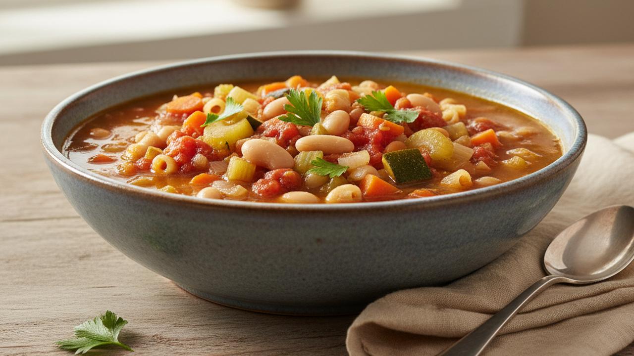 Minestrone repas aux haricots blancs
