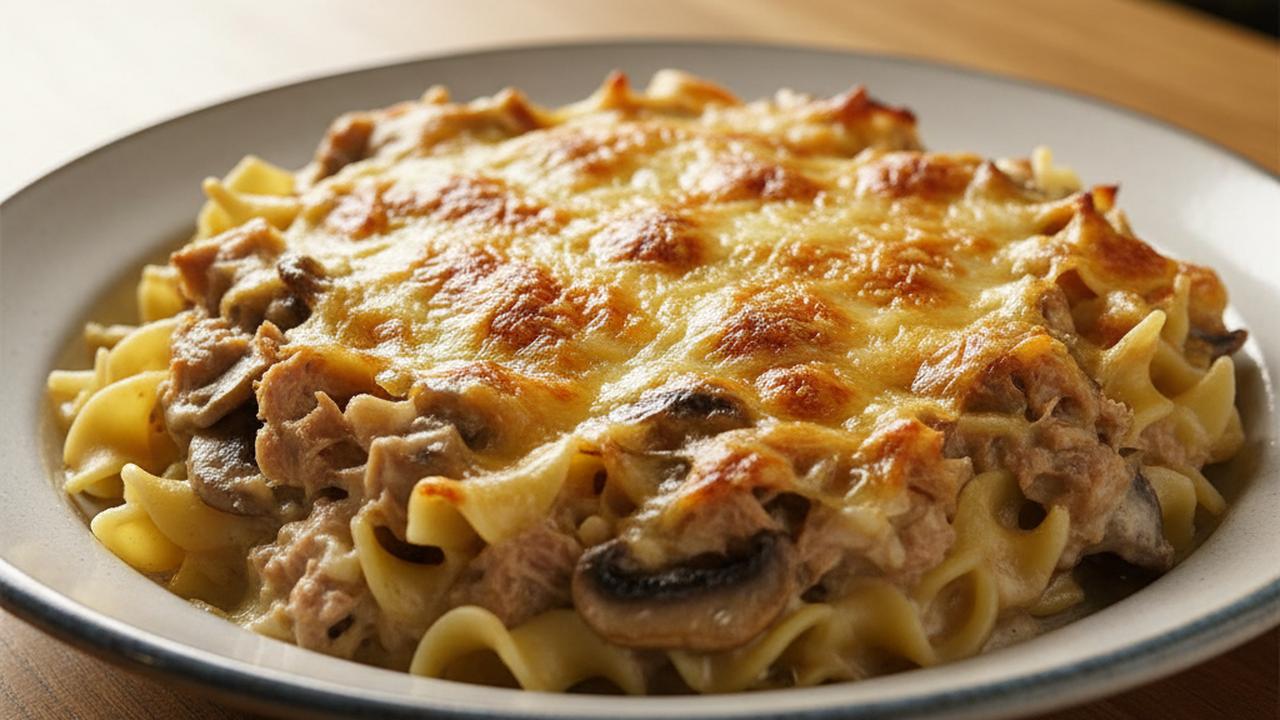 Casserole de thon et nouilles aux champignons