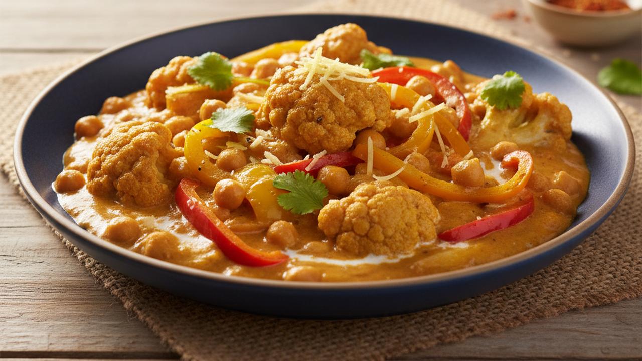 Curry végane de chou-fleur et pois chiches au lait de coco