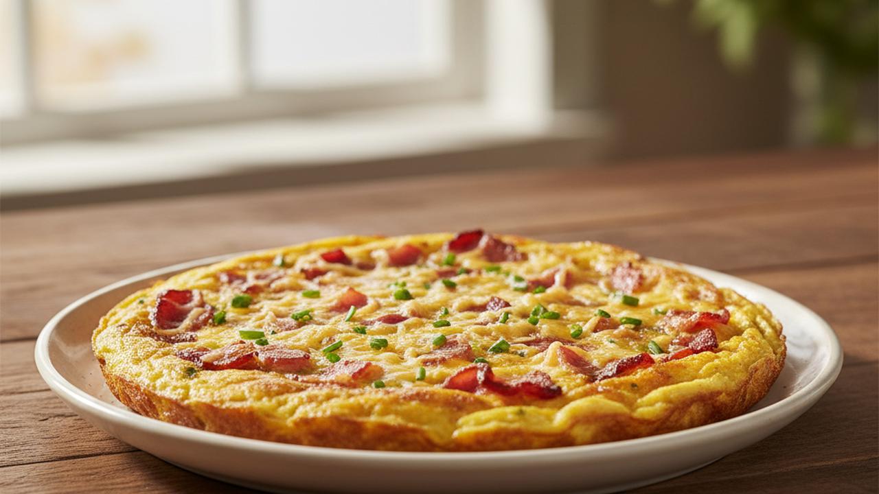 Frittata au fromage et bacon de poulet