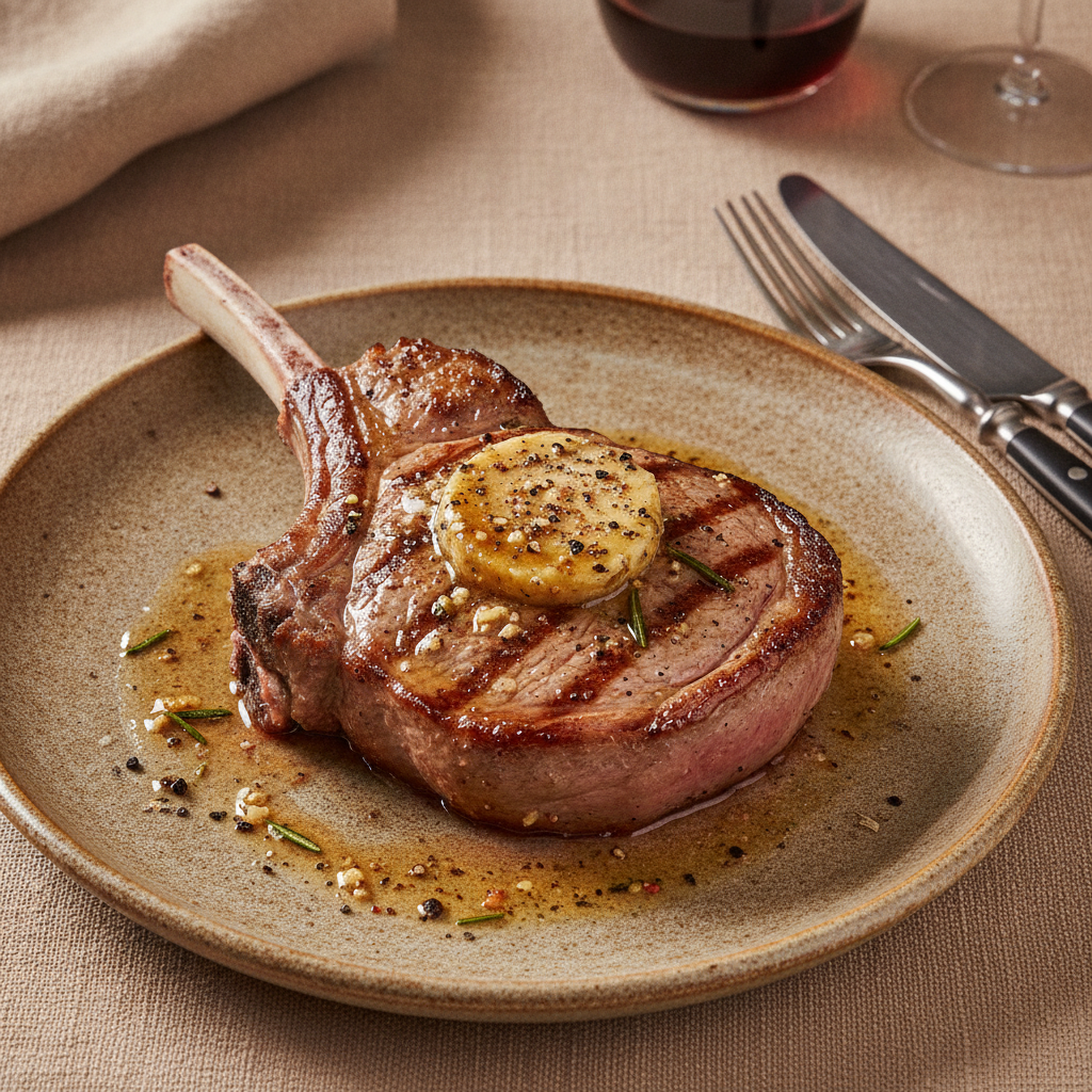 Côtelette de longe de veau grillée au beurre d'épices