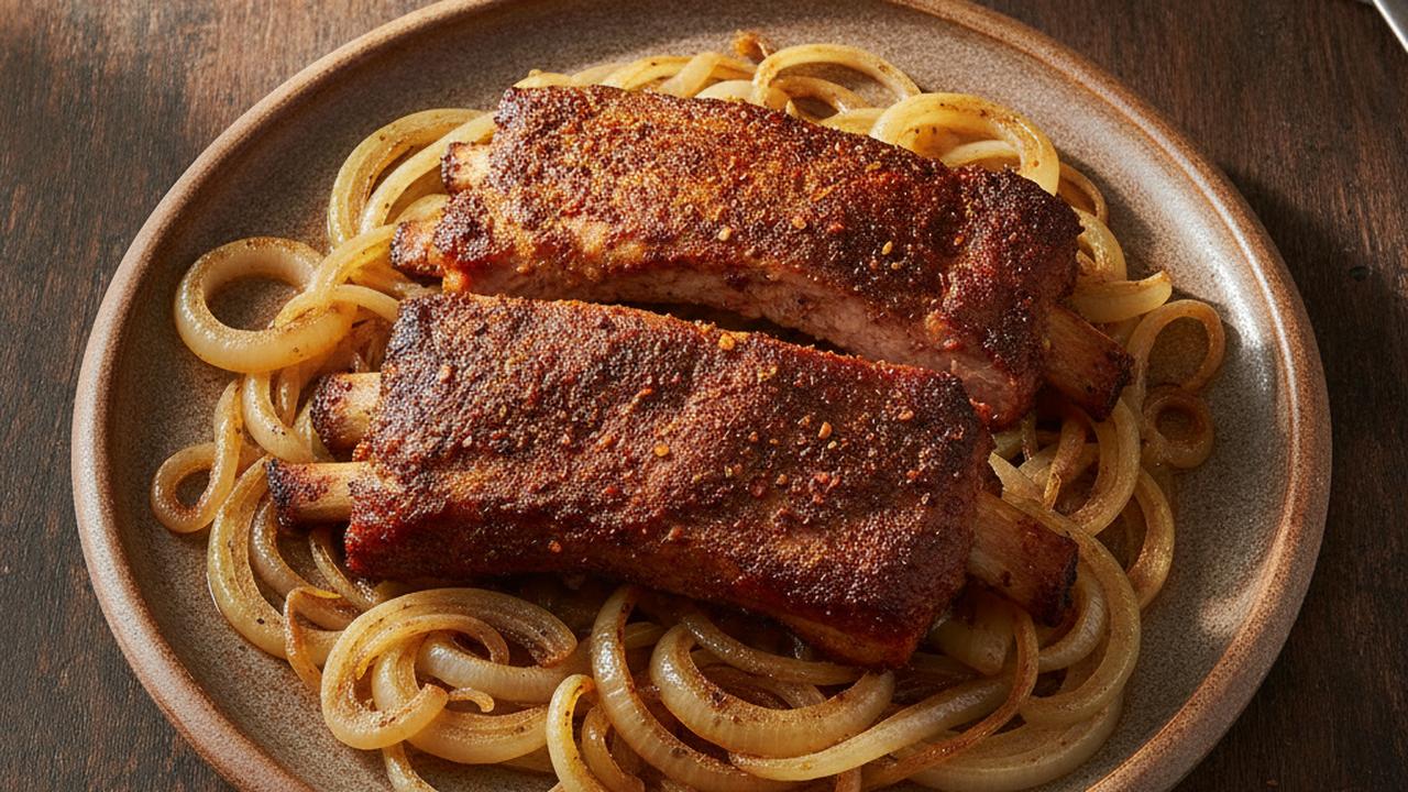 Côtes de dos de porc frottée sèche au four