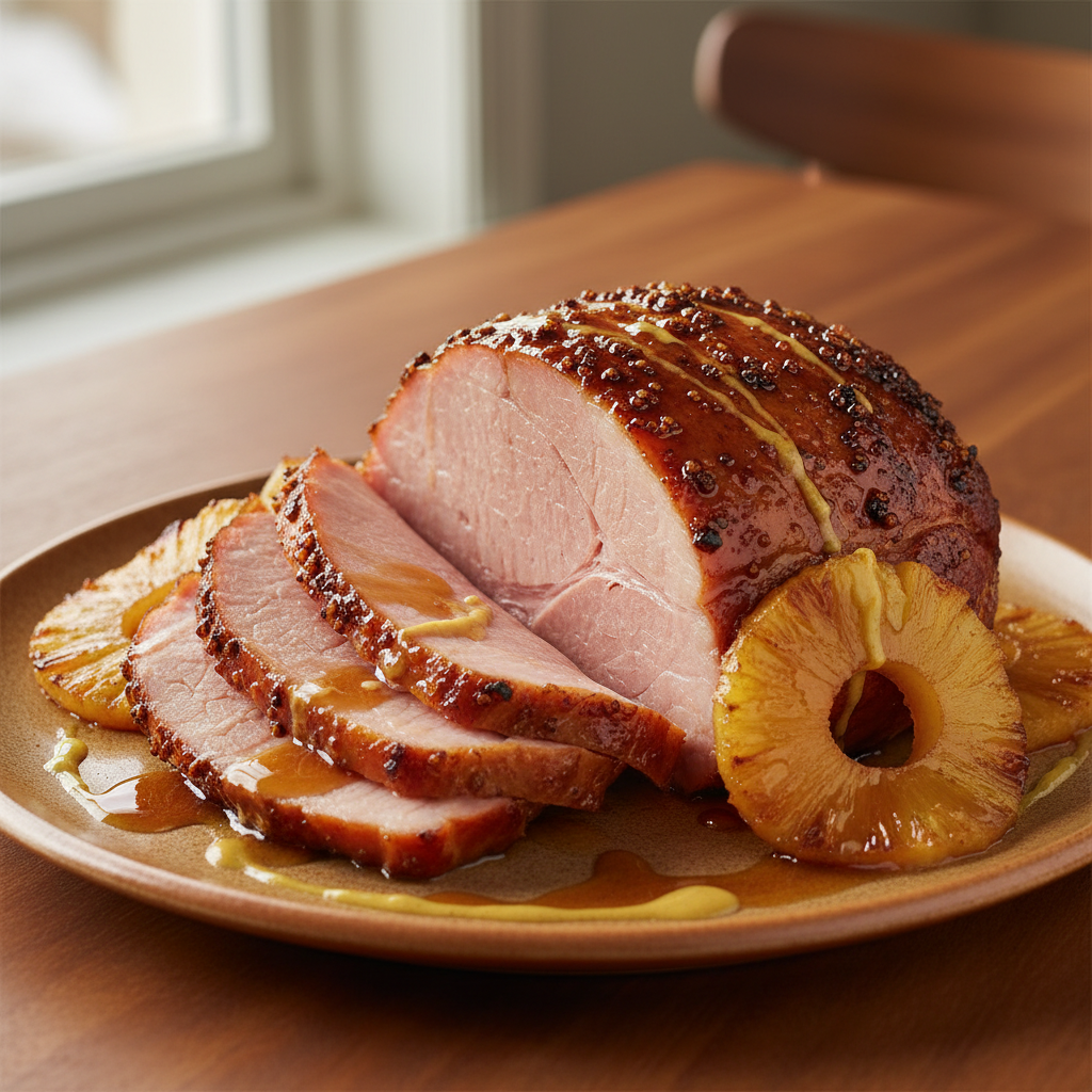 Jambon fumé glacé à l'ananas