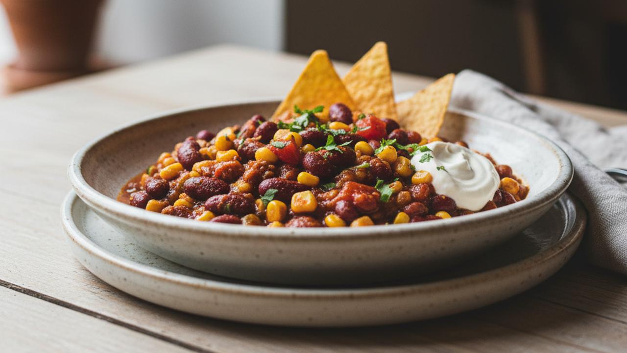 Chili sin carne aux haricots et maïs