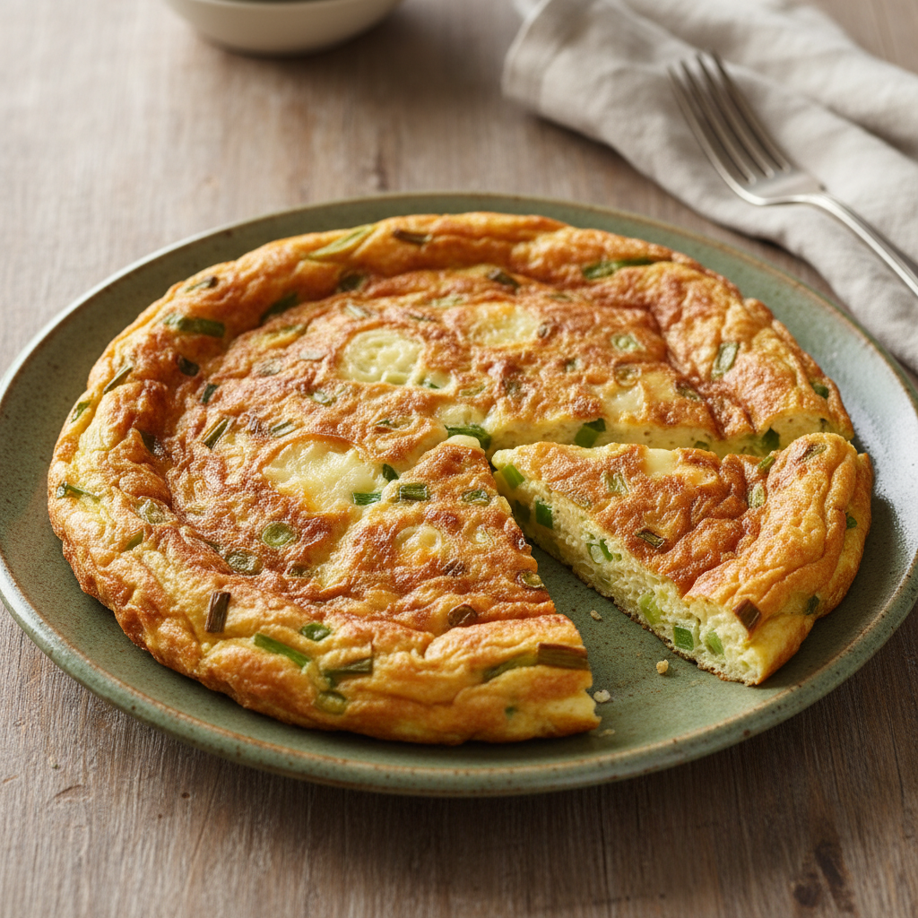 Frittata aux oignons verts et fromage
