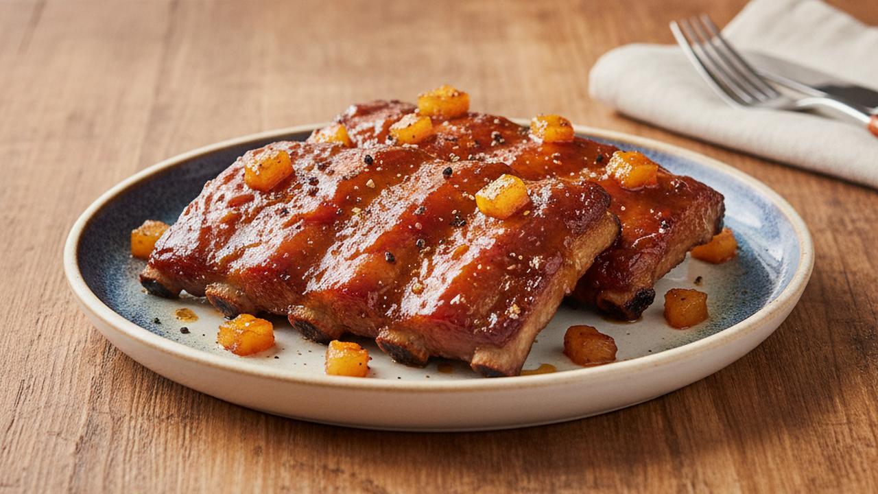 Côtes de dos de porc glacées à l'ananas
